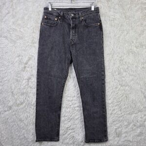 Levis Premium 501 Jeans Womens 28x28 Charcoal Black Denim Button Fly Straight